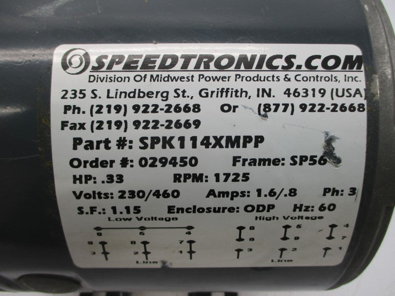 SPEEDTRONICS SPK114XMPP 230/460V 1.6/.8A NSNP