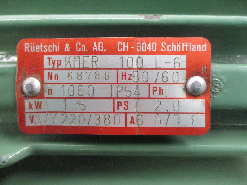 RUETSCHI KMER100L-6 220/380V 6.6/3.8A NSNP