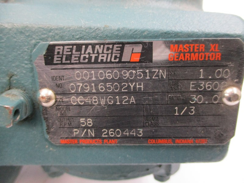 RELIANCE ELECTRIC A77W8190M-ZN 230/460VAC 1.4/.7A NSNP