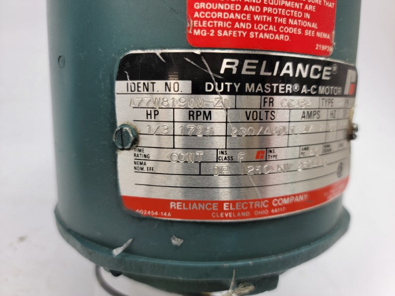 RELIANCE ELECTRIC A77W8190M-ZN 230/460VAC 1.4/.7A NSNP