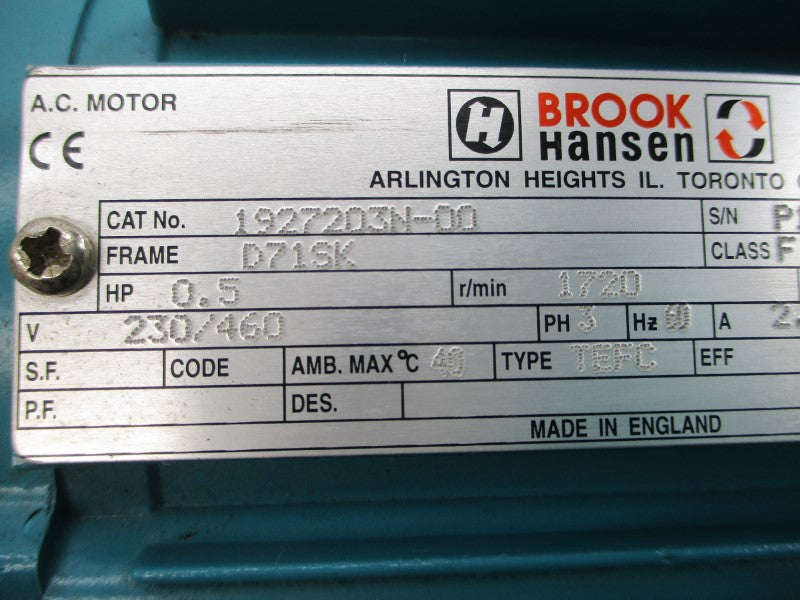 BROOK HANSEN 1927203N-00 230/460VAC 2.0/1.0A NSNP