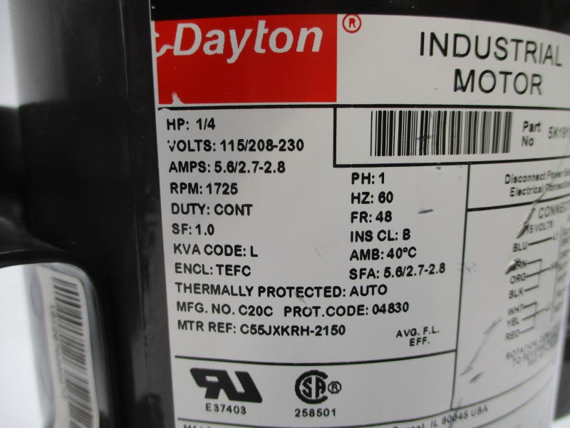 DAYTON 5K191BG 115/208-230V 5.6/2.7-2.8A NSNP