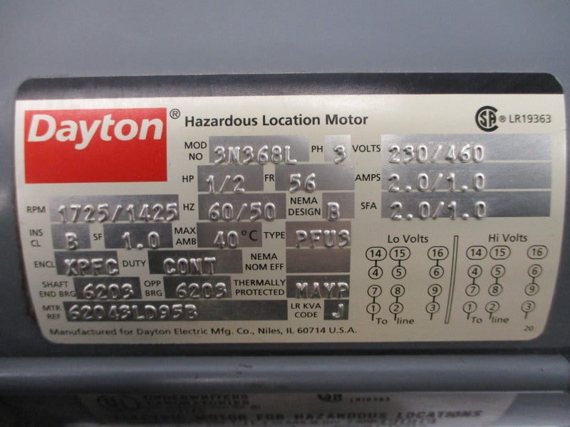 DAYTON 3N368L 230/460V 2.0/1.0A (AS PICTURED) NSNP