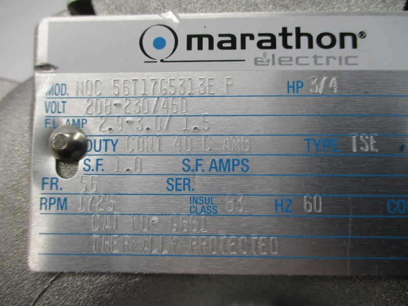 MARATHON ELECTRIC N0C 56T17G5313EP 208-230/460V 2.9-3.0/1.5A NSNP