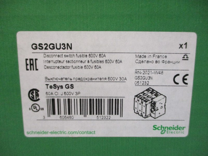 SCHNEIDER ELECTRIC GS2GU3N 600V 60A NSMP