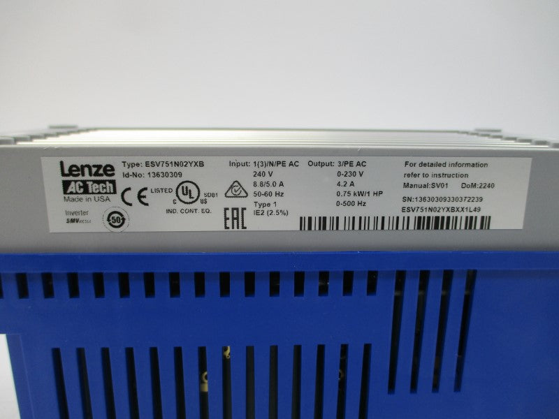 LENZE ESV751N02YXB 13630309 240VAC 8.8/5.0A NSMP
