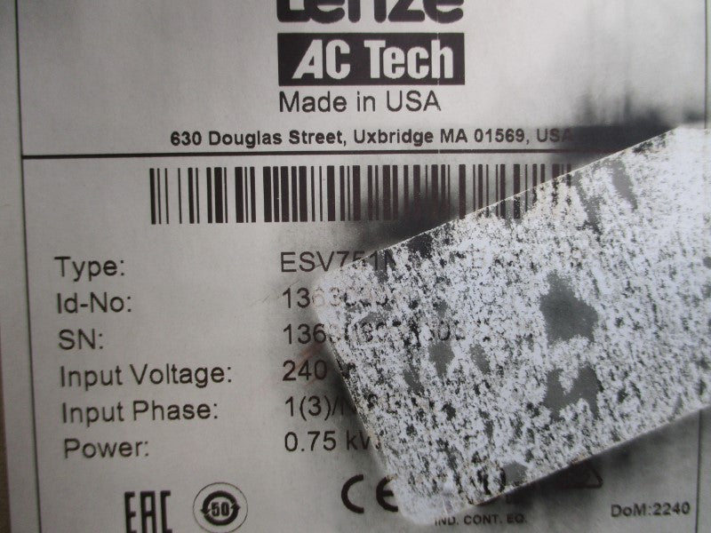 LENZE ESV751N02YXB 13630309 240VAC 8.8/5.0A NSMP