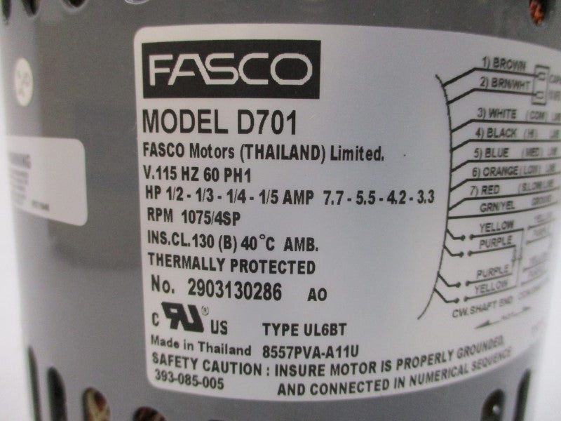 FASCO D701 S88-904 115V 7.7-5.5-4.2-3.3A NSMP