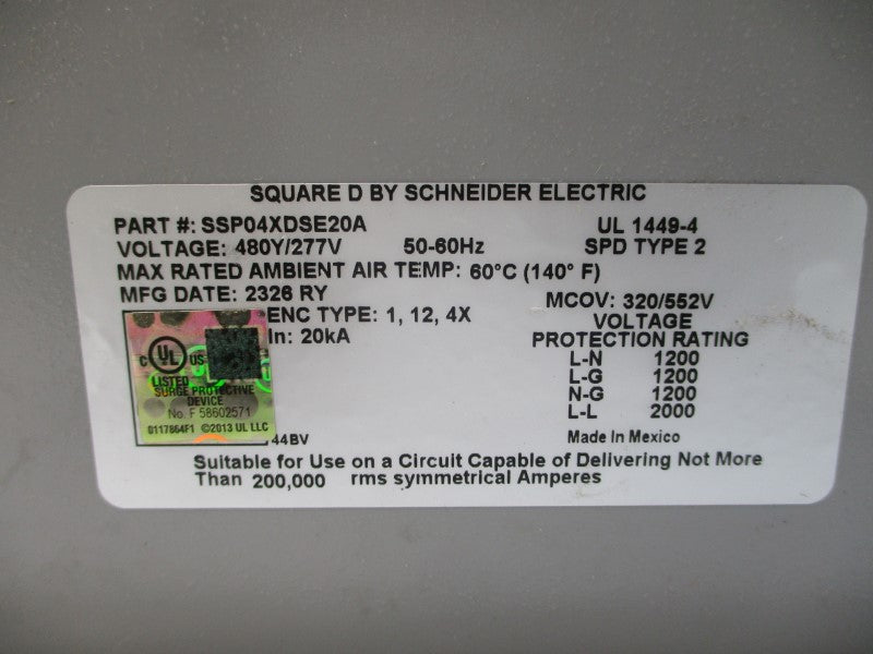 SQUARE D SSP04XDSE20A 277/480V NSNP