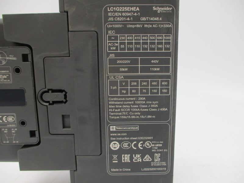 SCHNEIDER ELECTRIC LC1G225EHEA 600VAC 290A NSNP