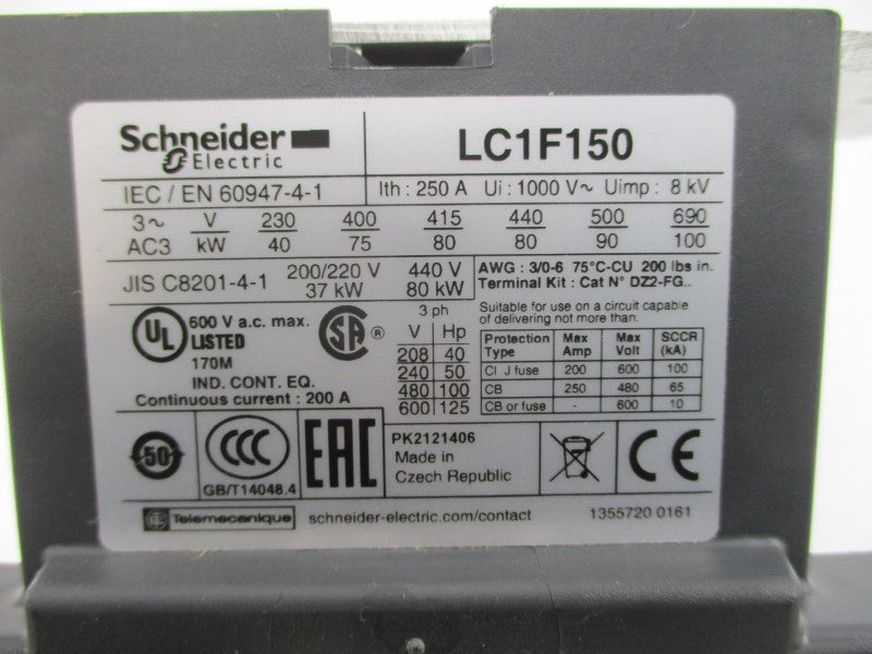 SCHNEIDER ELECTRIC LC1F150 600VAC 250A NSNP