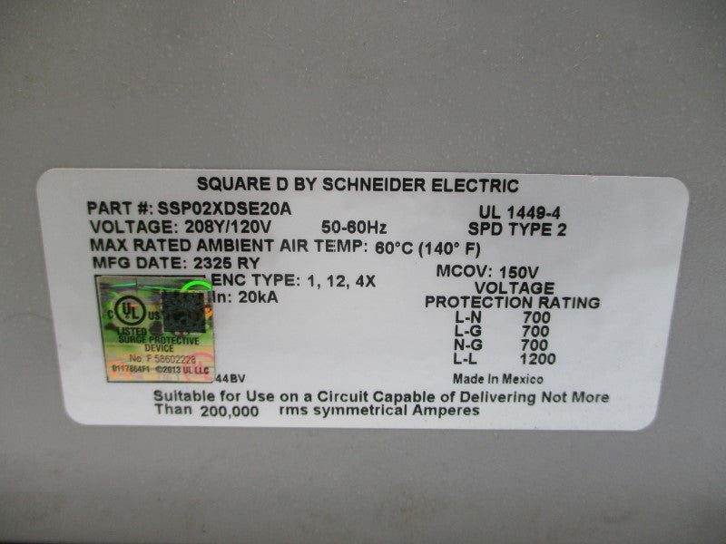 SQUARE D SSP02XDSE20A 208/120V NSNP