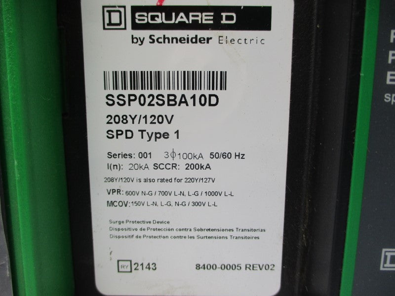 SQUARE D SSP02SBA10D SER. 001 208/120V NSNP
