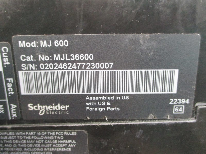 SQUARE D MJL36600 SER. 2 600V 600A (AS PICTURED) NSNP
