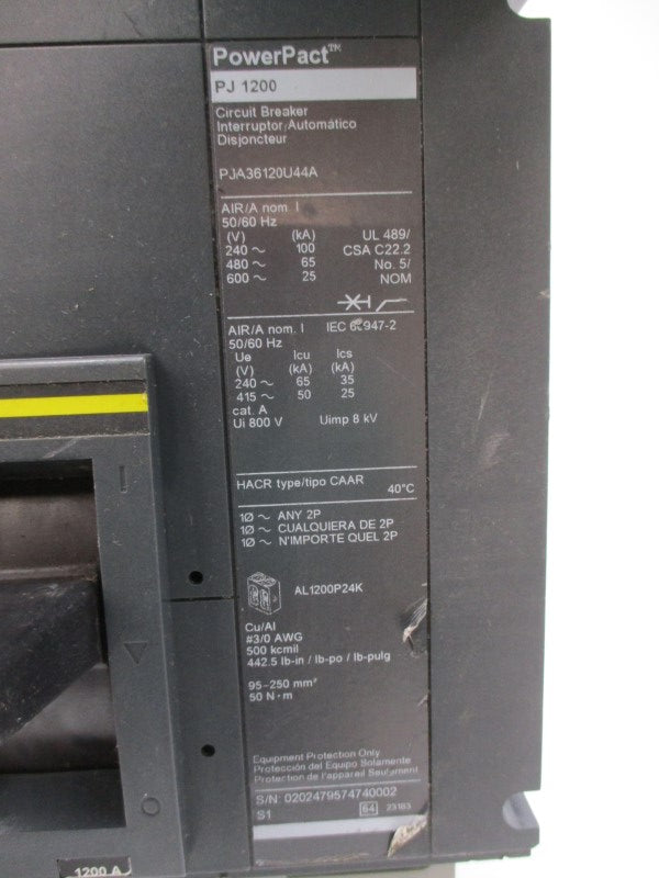 SQUARE D PJA36120U44A SER. 1 600V 1200A (AS PICTURED) NSNP