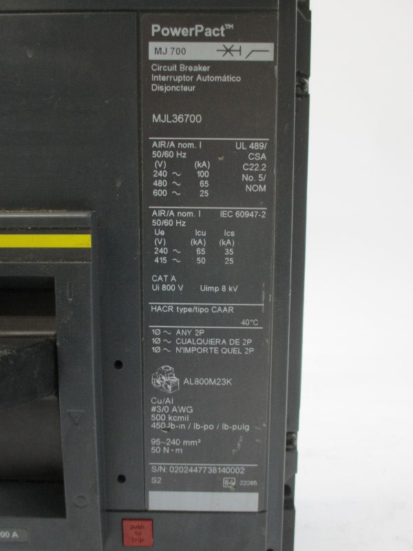 SQUARE D MJL36700 SER. 2 600V 700A NSNP