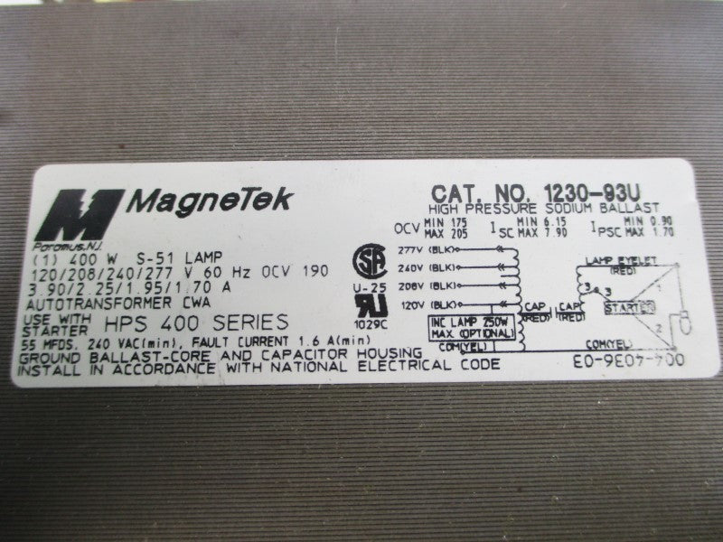 MAGNETEK 1230-93U-500K 277V 1.70A NSMP