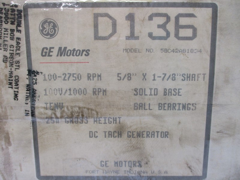 GENERAL ELECTRIC 5BC42AB1834E D136 100V NSMP