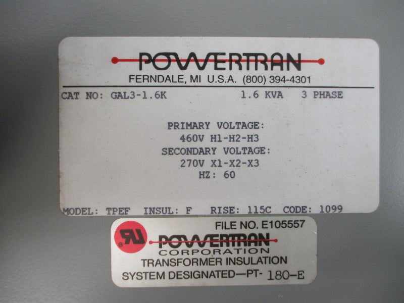 POWERTRAN GAL3-1.6K 460V NSNP