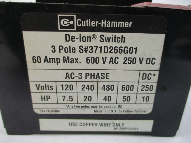 EATON 371D266G01 600VAC 60A NSMP