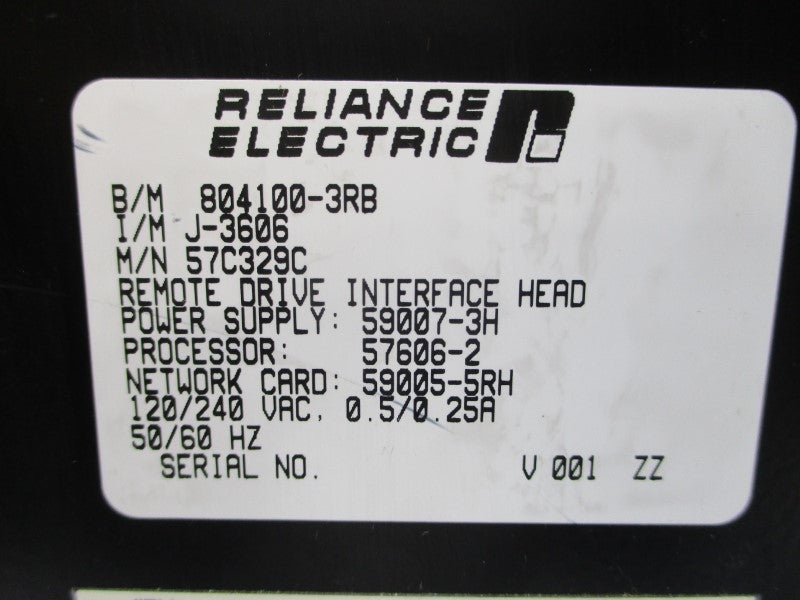 RELIANCE ELECTRIC 57C329C 804100-3RB 120/240VAC 0.5/0.25A UNMP