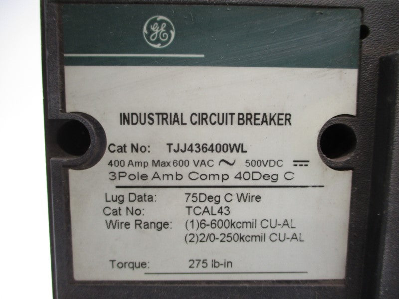 GENERAL ELECTRIC TJJ436400WL 600VAC 400A (GREEN) UNMP