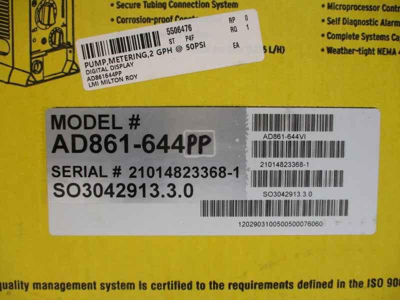 LMI MILTON ROY AD861-644PP 95/240V 1.40A 50.0PSI NSMP