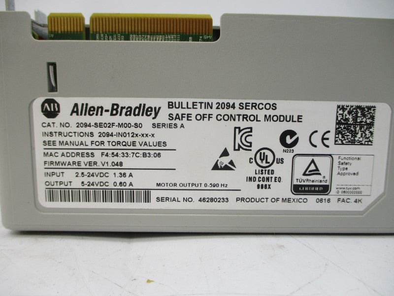ALLEN BRADLEY 2094-SE02F-M00-S0 SER. A F/W 1.048 2.5-24VDC 1.36A NSMP