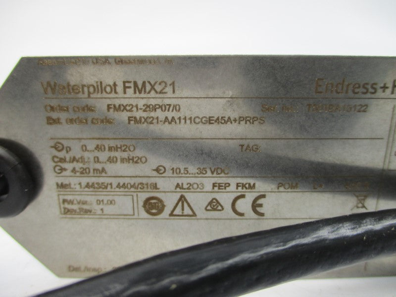 ENDRESS+HAUSER FMX21-29P07/0 71082058 F/W 01.00 10.5-35VDC NSMP