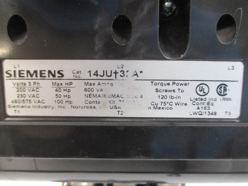 SIEMENS 14JUH32AF 110/120V 50-200A NSNP