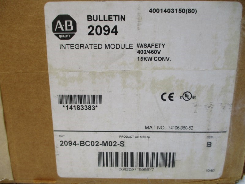ALLEN BRADLEY 2094-BC02-M02-S SER. B F/W V1.118 95-264VAC 22.6A NSMP