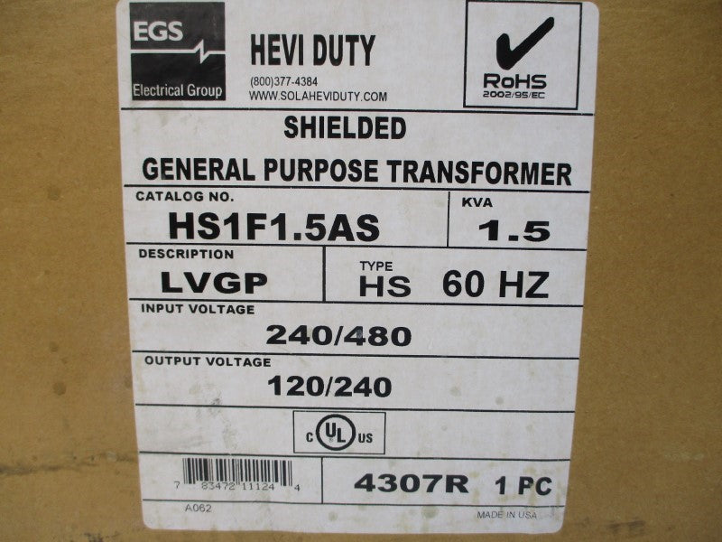 HEVI-DUTY HS1F1.5AS 240/480V NSMP