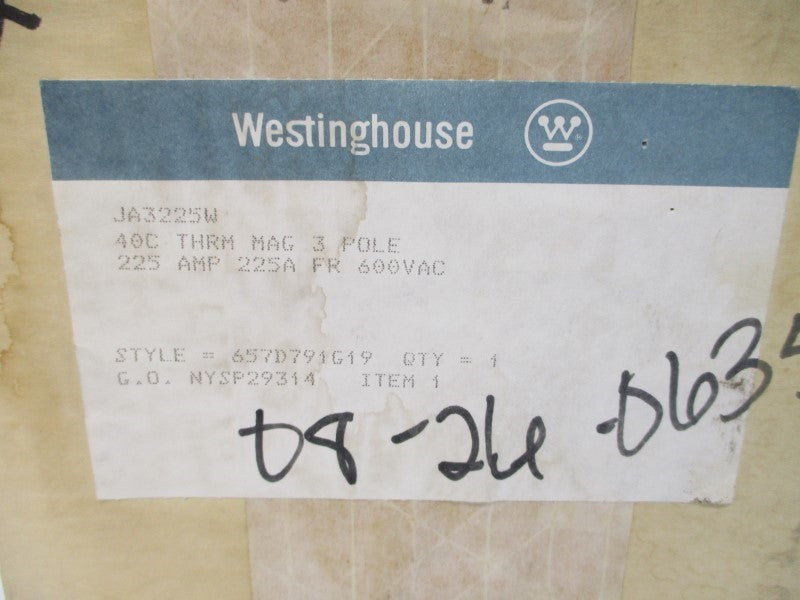 WESTINGHOUSE JA3225W 657D791G19 600VAC 225A NSMP