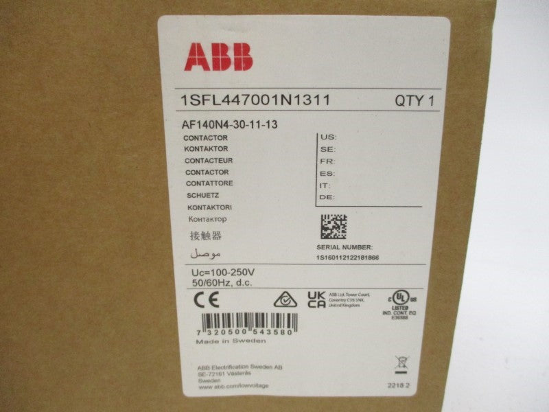 ABB AF140N4-30-11-13 1SFL447001N1311 100-250V 135A NSMP