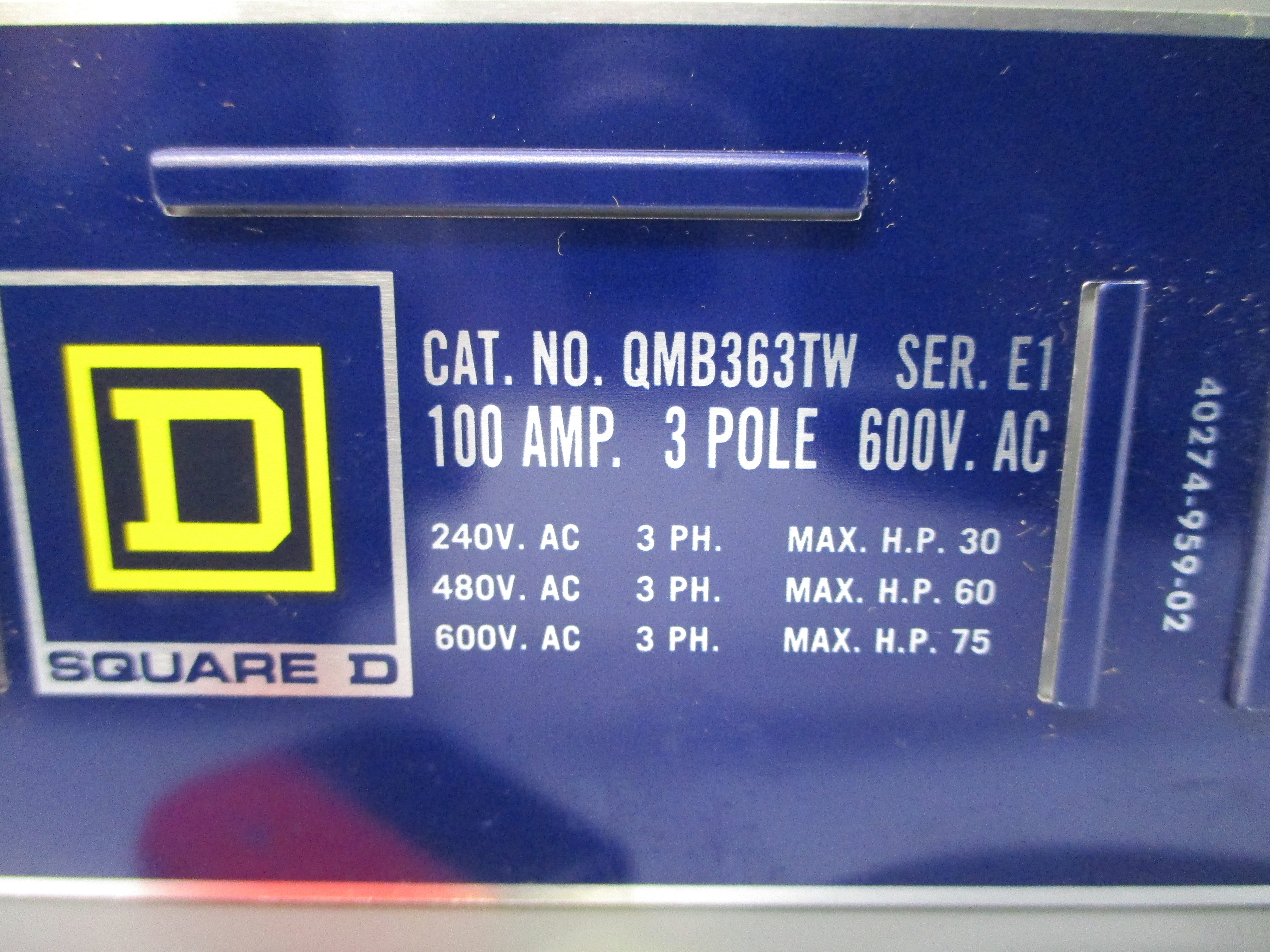 SQUARE D QMB363TW SER. E1 600VAC 100A NSMP