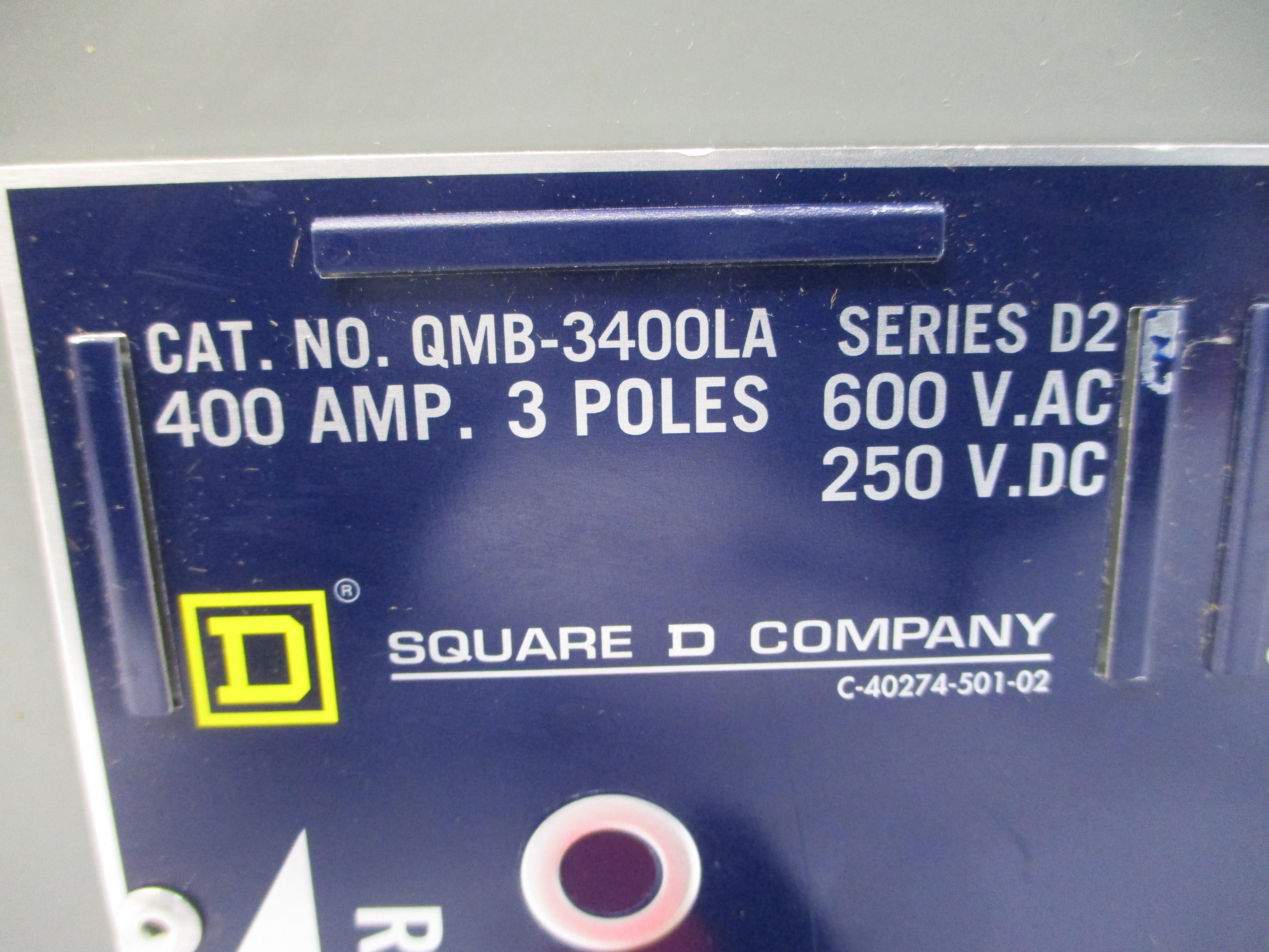 SQUARE D QMB3400LA SER. D2 600VAC 400A NSMP