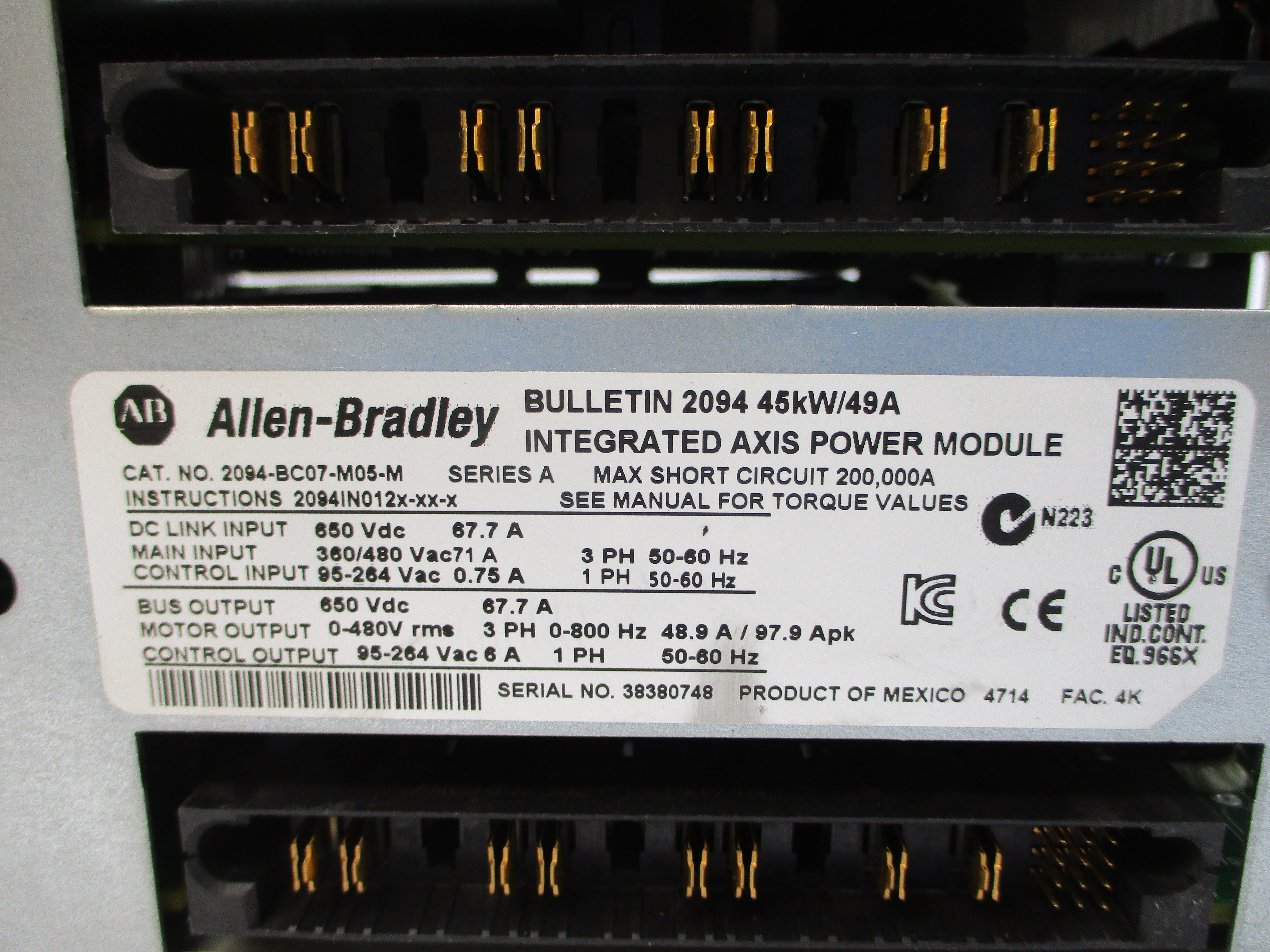ALLEN BRADLEY 2094-BC07-M05-M SER. A 360/480VAC 71A NSMP
