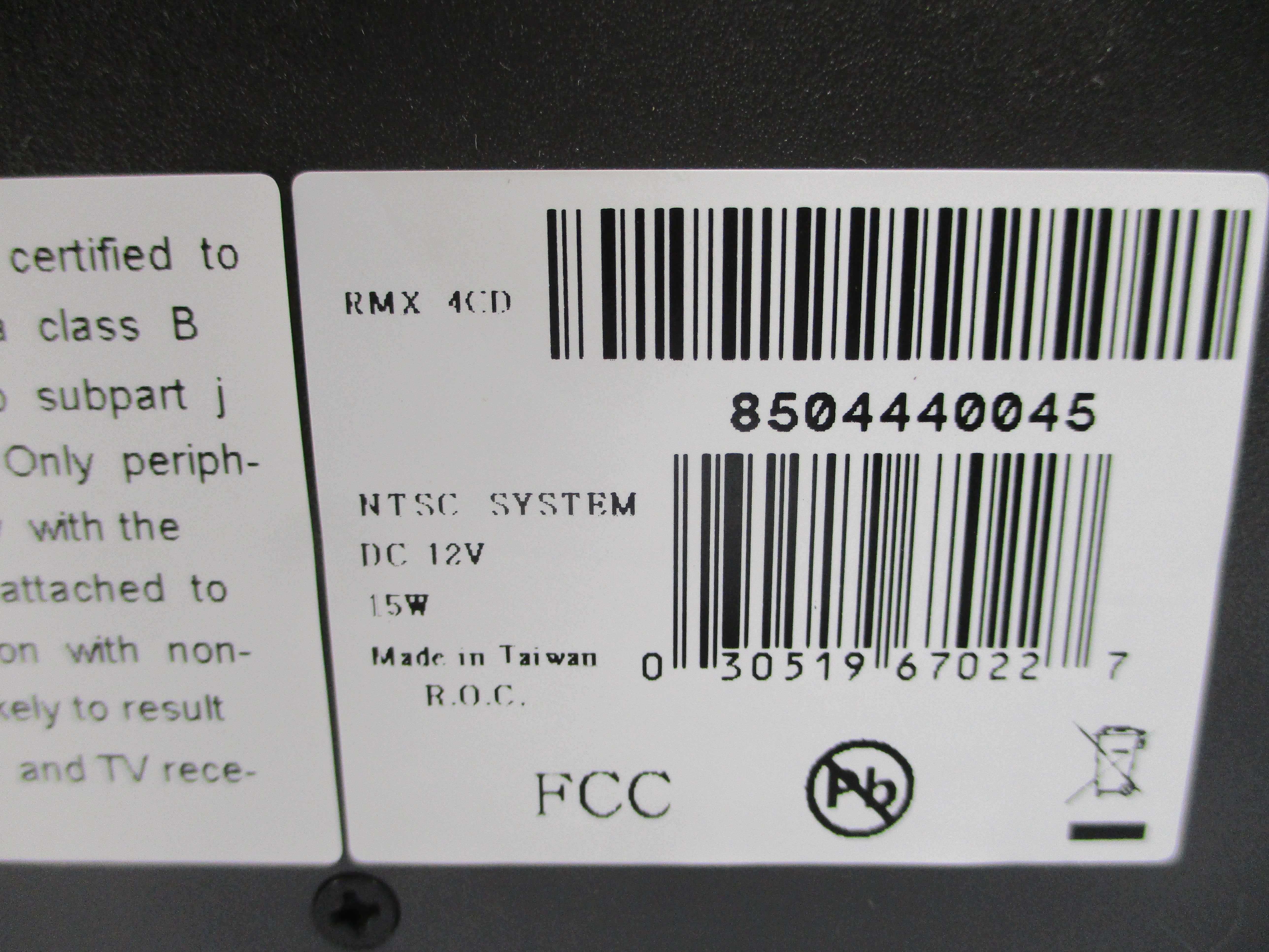 SPECO TECHNOLOGIES RMX-4CD 12VDC NSMP