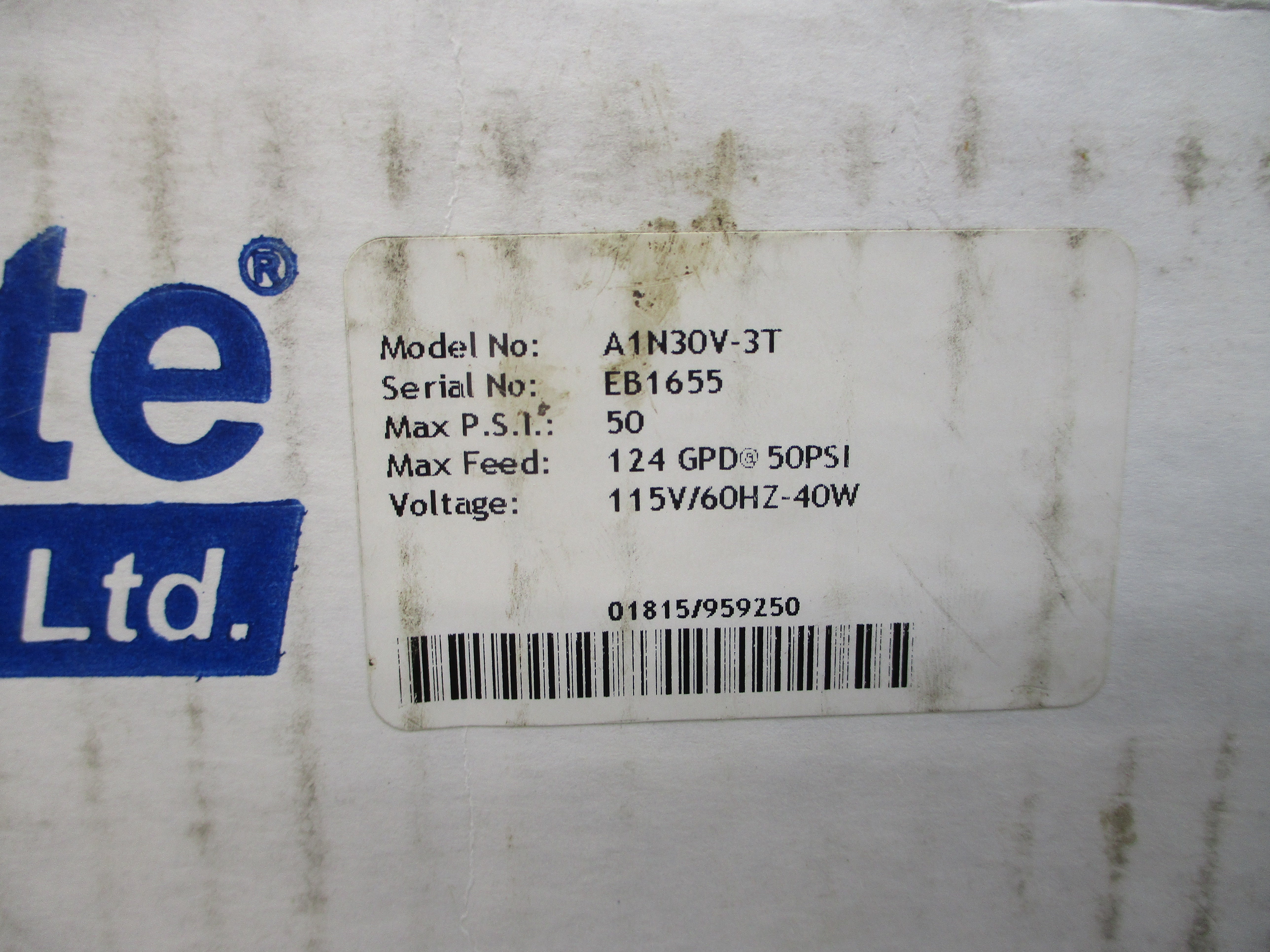 BLUE-WHITE INDUSTRIES A1N30V-3T 115V 50PSI NSMP