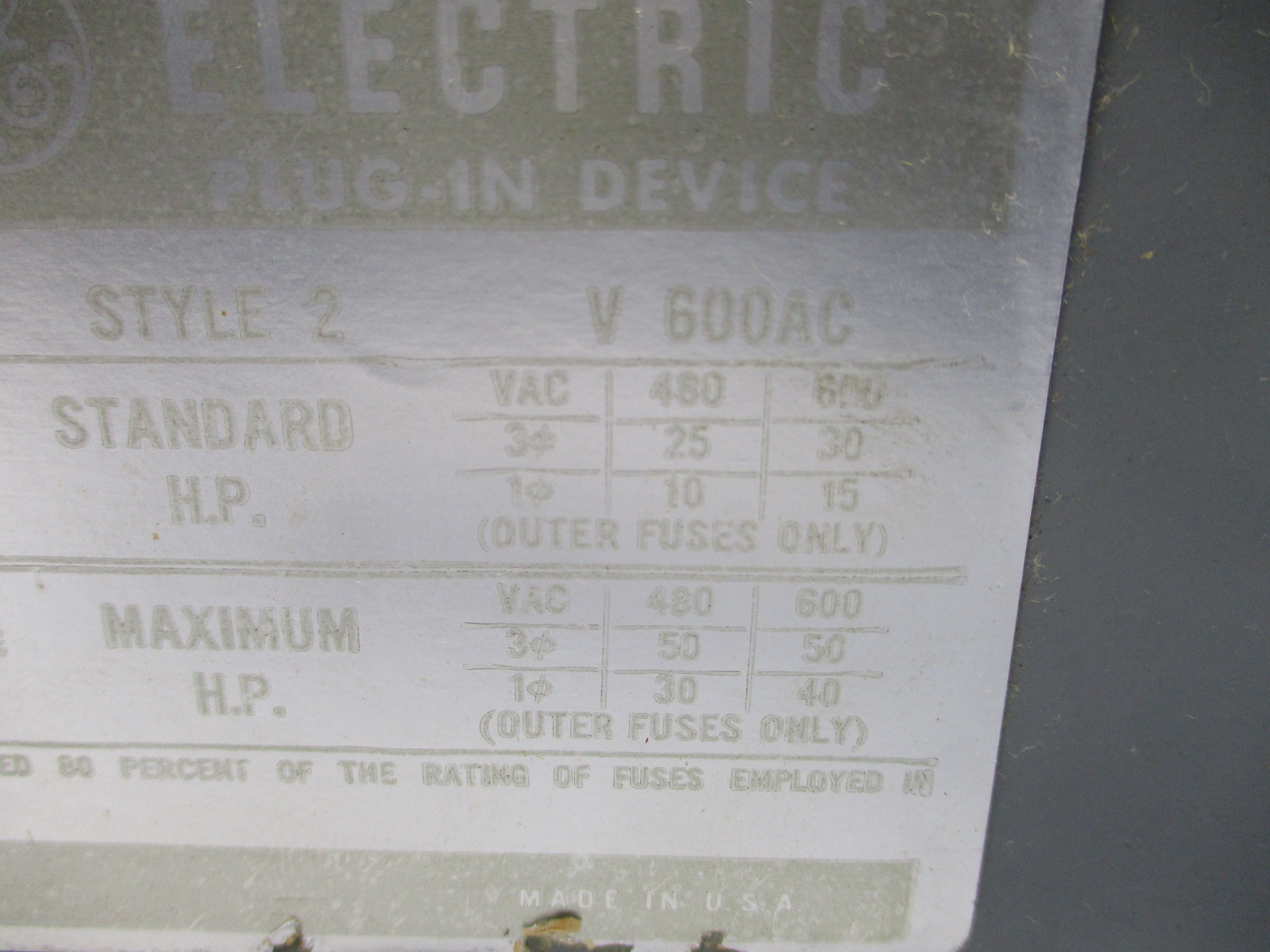 GENERAL ELECTRIC FVK363R 600VAC 100A (STYLE 2) NSNP