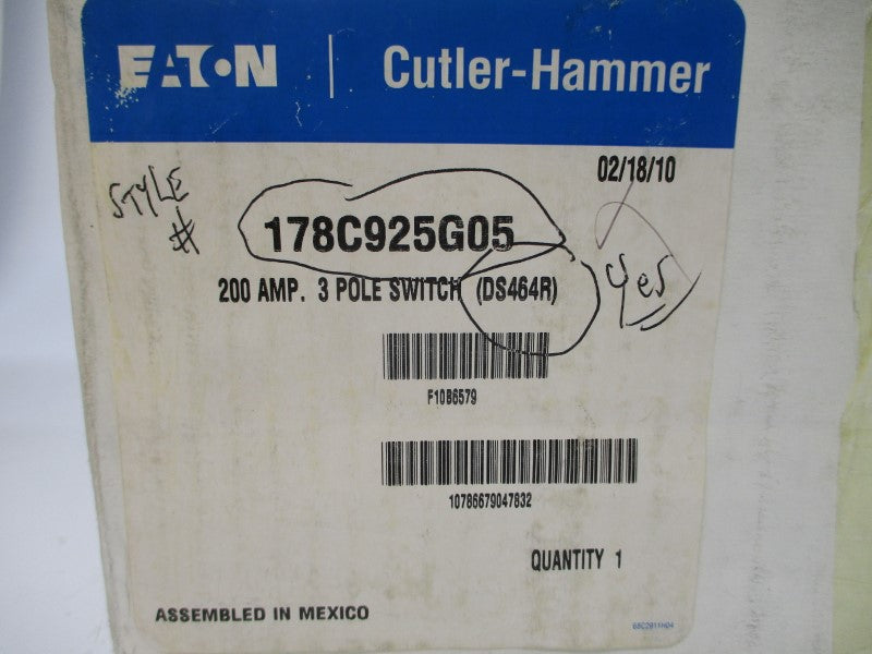 EATON DS464R 178C925G05 600VAC 200A NSMP