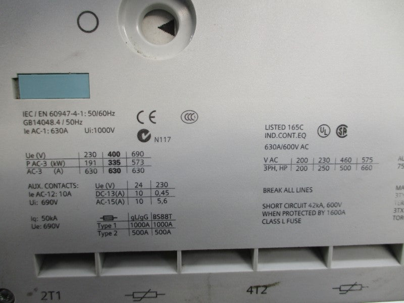 SIEMENS 3TF6844-0C 110-132V 630A UNMP
