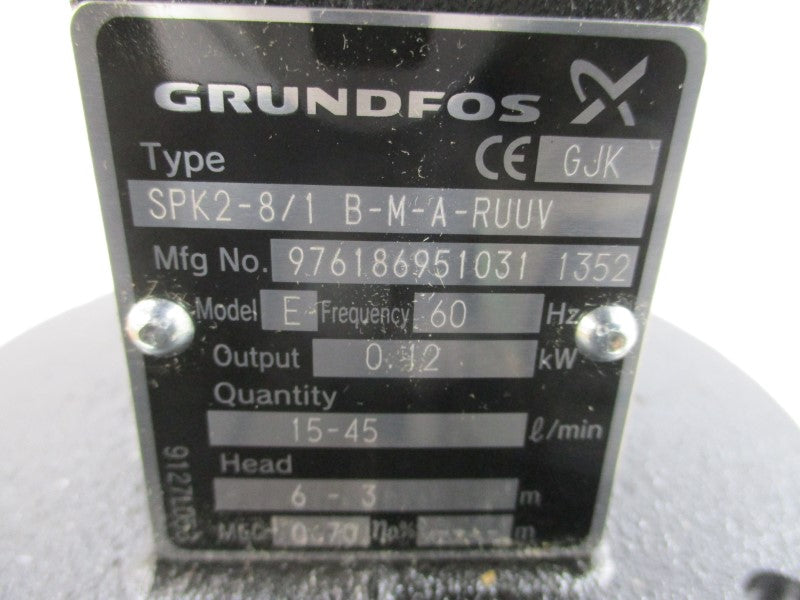 GRUNDFOS SPK2-8/1 B-M-A-RUUV 1LA7060-2AA92-ZU03 200/346V 0.66/0.38A NSMP