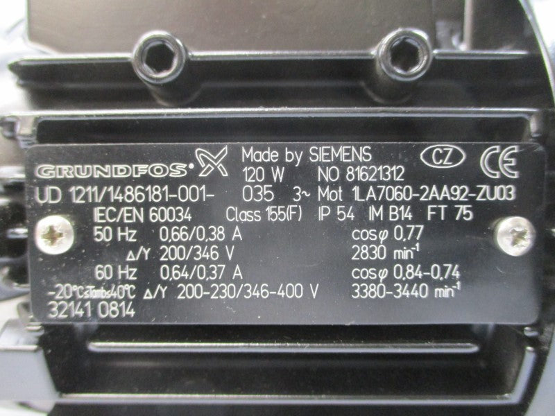 GRUNDFOS SPK2-8/1 B-M-A-RUUV 1LA7060-2AA92-ZU03 200/346V 0.66/0.38A NSMP