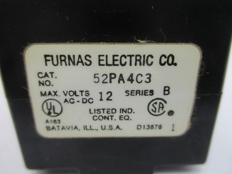 FURNAS ELECTRIC 52PA4C3 SER. B 12VAC/DC NSNP
