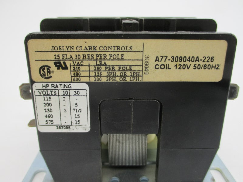 JOSLYN CLARK A77-309040A-226 120V 25A UNMP
