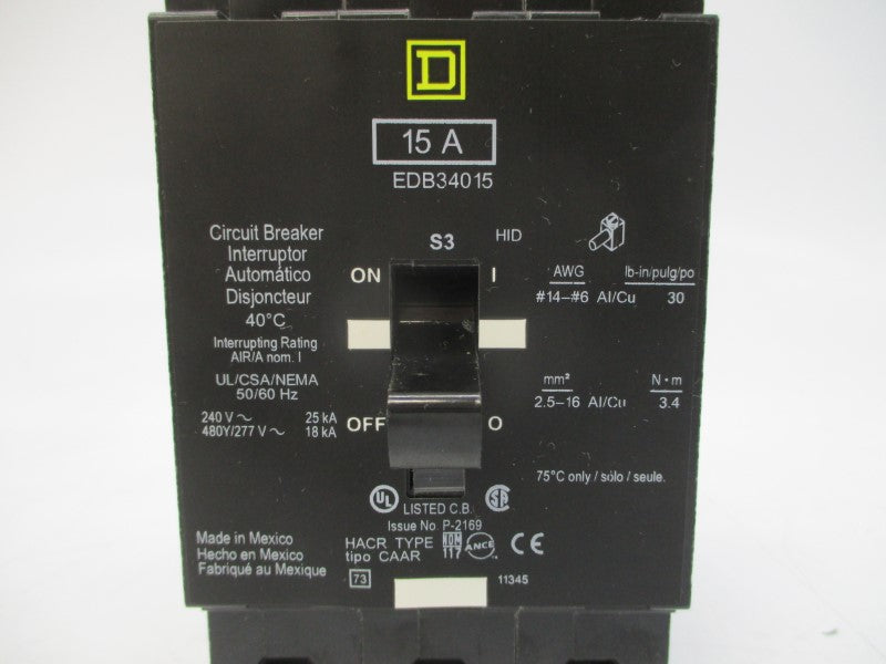 SQUARE D EDB34015 SER. 3 480/277V 15A NSMP