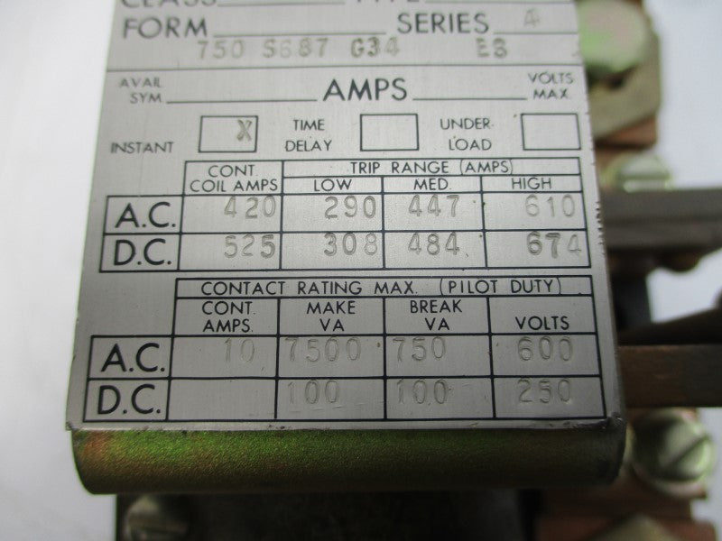 SQUARE D 9055N0125R SER. A 600VAC 10A NSNP