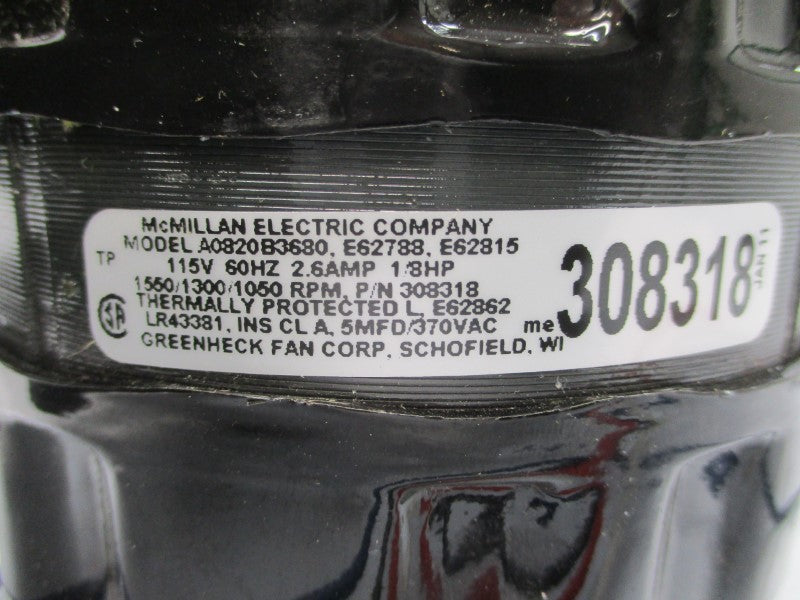 MCMILLAN ELECTRIC A0820B3680 308318 115V 2.6A NSNP