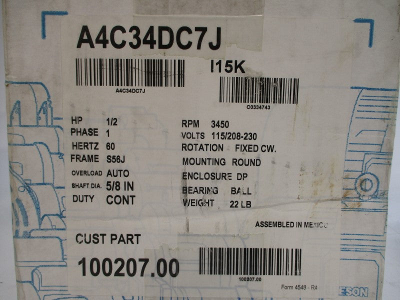 LEESON 100207.00 A4C34DC7J 115/208-230V 6.8/3.3-3.4A NSMP
